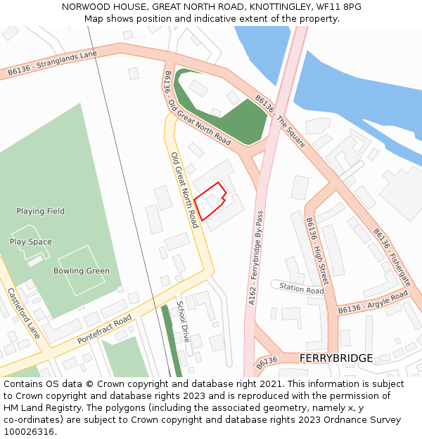 NORWOOD HOUSE, GREAT NORTH ROAD, KNOTTINGLEY, WF11 8PG: Location map and indicative extent of plot