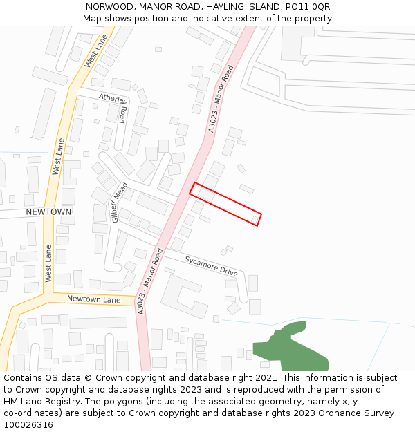 NORWOOD, MANOR ROAD, HAYLING ISLAND, PO11 0QR: Location map and indicative extent of plot