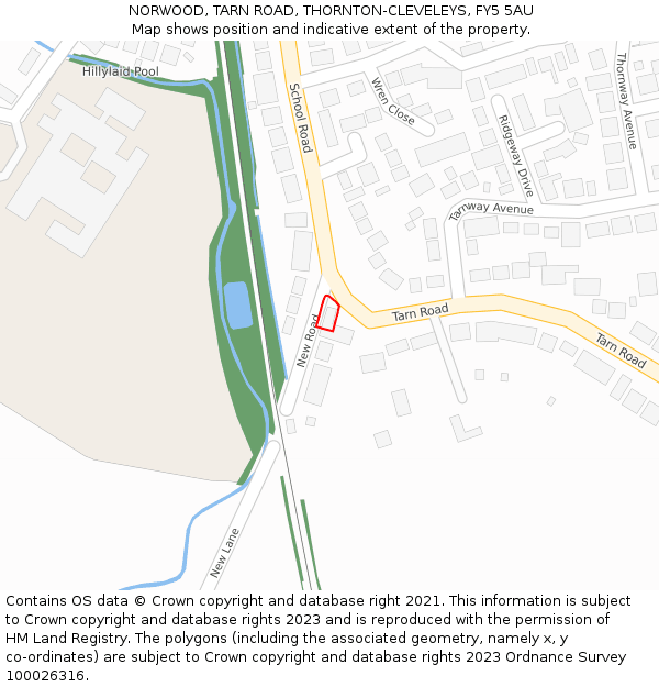 NORWOOD, TARN ROAD, THORNTON-CLEVELEYS, FY5 5AU: Location map and indicative extent of plot