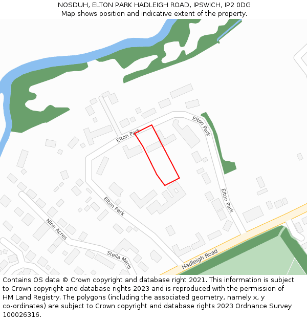 NOSDUH, ELTON PARK HADLEIGH ROAD, IPSWICH, IP2 0DG: Location map and indicative extent of plot