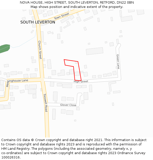 NOVA HOUSE, HIGH STREET, SOUTH LEVERTON, RETFORD, DN22 0BN: Location map and indicative extent of plot