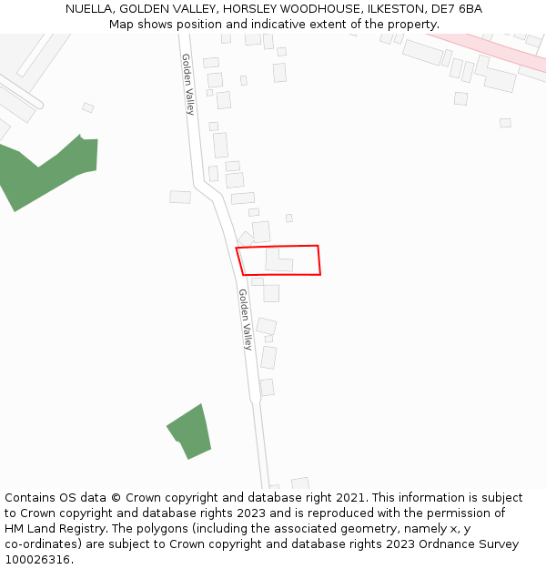 NUELLA, GOLDEN VALLEY, HORSLEY WOODHOUSE, ILKESTON, DE7 6BA: Location map and indicative extent of plot