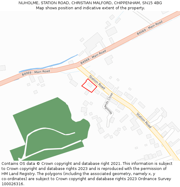 NUHOLME, STATION ROAD, CHRISTIAN MALFORD, CHIPPENHAM, SN15 4BG: Location map and indicative extent of plot