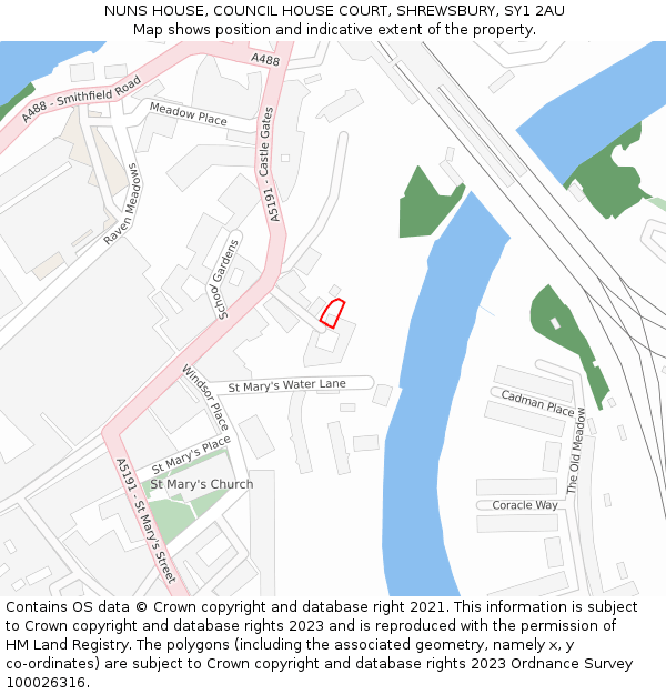 NUNS HOUSE, COUNCIL HOUSE COURT, SHREWSBURY, SY1 2AU: Location map and indicative extent of plot