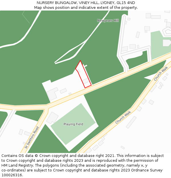 NURSERY BUNGALOW, VINEY HILL, LYDNEY, GL15 4ND: Location map and indicative extent of plot