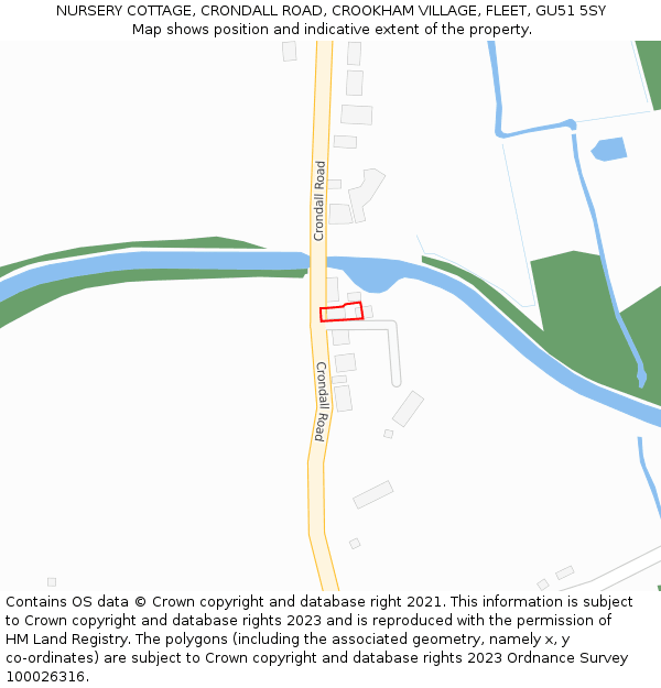NURSERY COTTAGE, CRONDALL ROAD, CROOKHAM VILLAGE, FLEET, GU51 5SY: Location map and indicative extent of plot