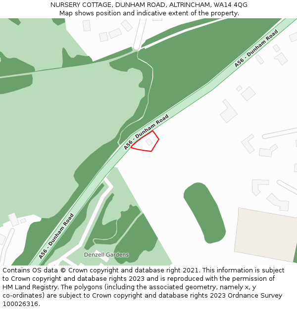 NURSERY COTTAGE, DUNHAM ROAD, ALTRINCHAM, WA14 4QG: Location map and indicative extent of plot