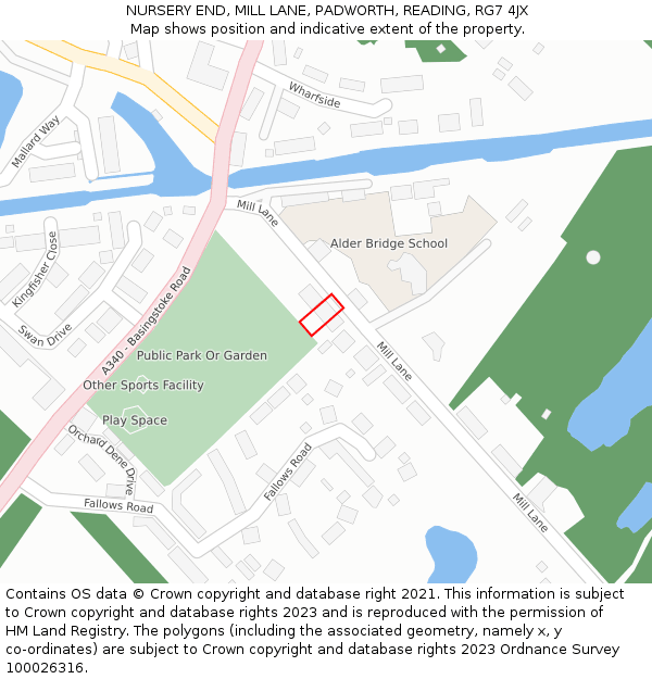 NURSERY END, MILL LANE, PADWORTH, READING, RG7 4JX: Location map and indicative extent of plot