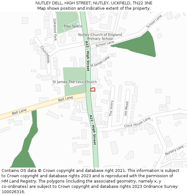 NUTLEY DELL, HIGH STREET, NUTLEY, UCKFIELD, TN22 3NE: Location map and indicative extent of plot