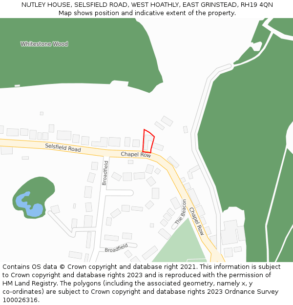 NUTLEY HOUSE, SELSFIELD ROAD, WEST HOATHLY, EAST GRINSTEAD, RH19 4QN: Location map and indicative extent of plot