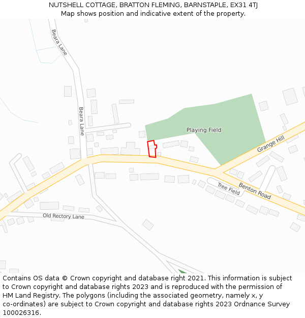 NUTSHELL COTTAGE, BRATTON FLEMING, BARNSTAPLE, EX31 4TJ: Location map and indicative extent of plot