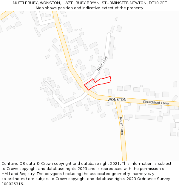 NUTTLEBURY, WONSTON, HAZELBURY BRYAN, STURMINSTER NEWTON, DT10 2EE: Location map and indicative extent of plot