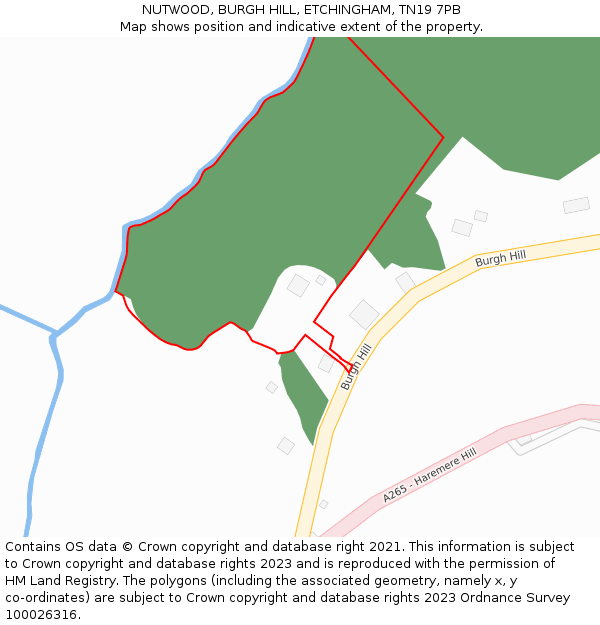 NUTWOOD, BURGH HILL, ETCHINGHAM, TN19 7PB: Location map and indicative extent of plot