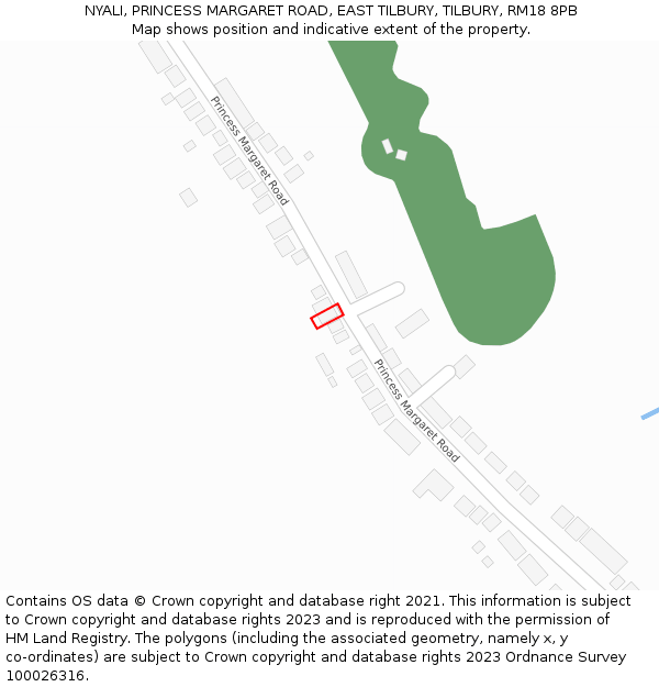NYALI, PRINCESS MARGARET ROAD, EAST TILBURY, TILBURY, RM18 8PB: Location map and indicative extent of plot