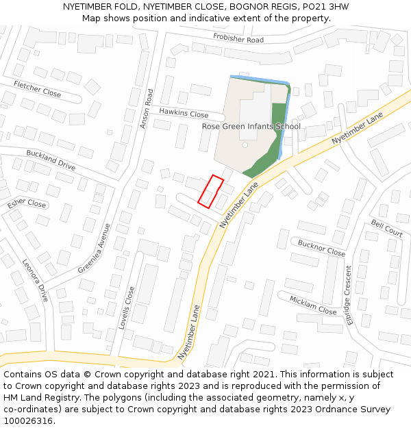 NYETIMBER FOLD, NYETIMBER CLOSE, BOGNOR REGIS, PO21 3HW: Location map and indicative extent of plot