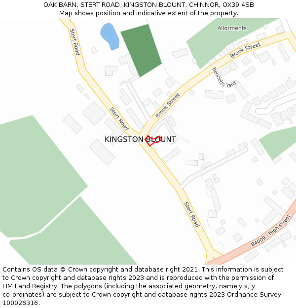 OAK BARN, STERT ROAD, KINGSTON BLOUNT, CHINNOR, OX39 4SB: Location map and indicative extent of plot
