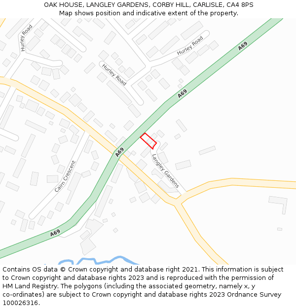 OAK HOUSE, LANGLEY GARDENS, CORBY HILL, CARLISLE, CA4 8PS: Location map and indicative extent of plot