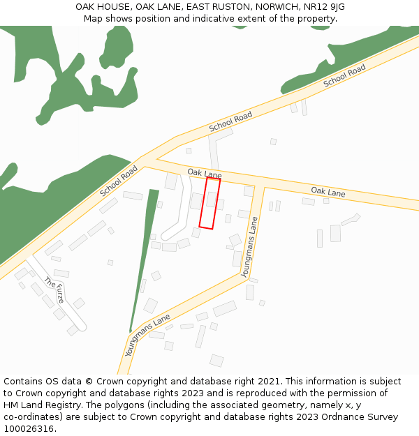 OAK HOUSE, OAK LANE, EAST RUSTON, NORWICH, NR12 9JG: Location map and indicative extent of plot
