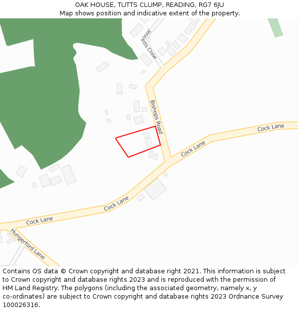 OAK HOUSE, TUTTS CLUMP, READING, RG7 6JU: Location map and indicative extent of plot