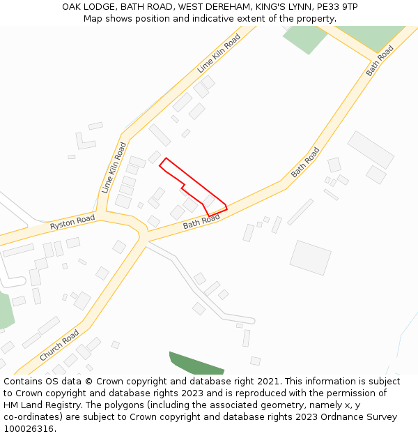 OAK LODGE, BATH ROAD, WEST DEREHAM, KING'S LYNN, PE33 9TP: Location map and indicative extent of plot