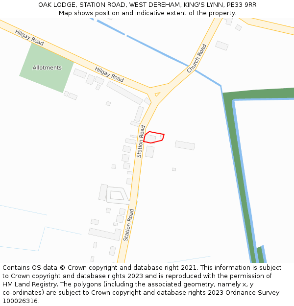 OAK LODGE, STATION ROAD, WEST DEREHAM, KING'S LYNN, PE33 9RR: Location map and indicative extent of plot