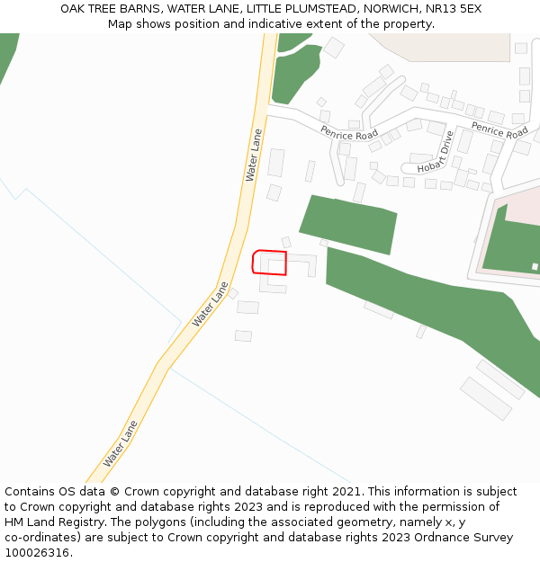 OAK TREE BARNS, WATER LANE, LITTLE PLUMSTEAD, NORWICH, NR13 5EX: Location map and indicative extent of plot