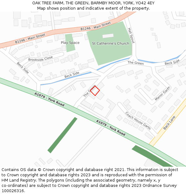 OAK TREE FARM, THE GREEN, BARMBY MOOR, YORK, YO42 4EY: Location map and indicative extent of plot