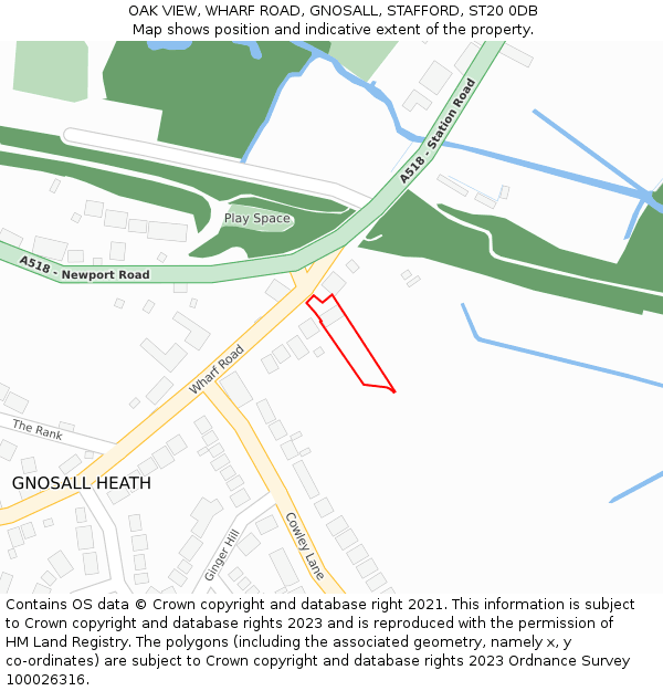 OAK VIEW, WHARF ROAD, GNOSALL, STAFFORD, ST20 0DB: Location map and indicative extent of plot