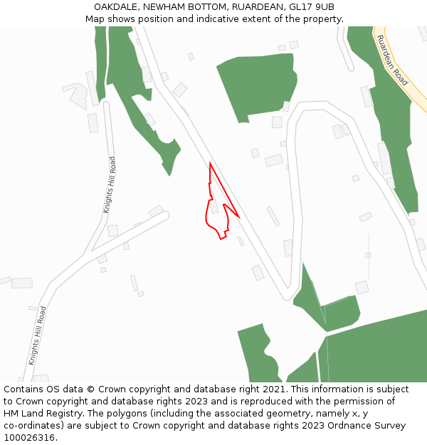 OAKDALE, NEWHAM BOTTOM, RUARDEAN, GL17 9UB: Location map and indicative extent of plot