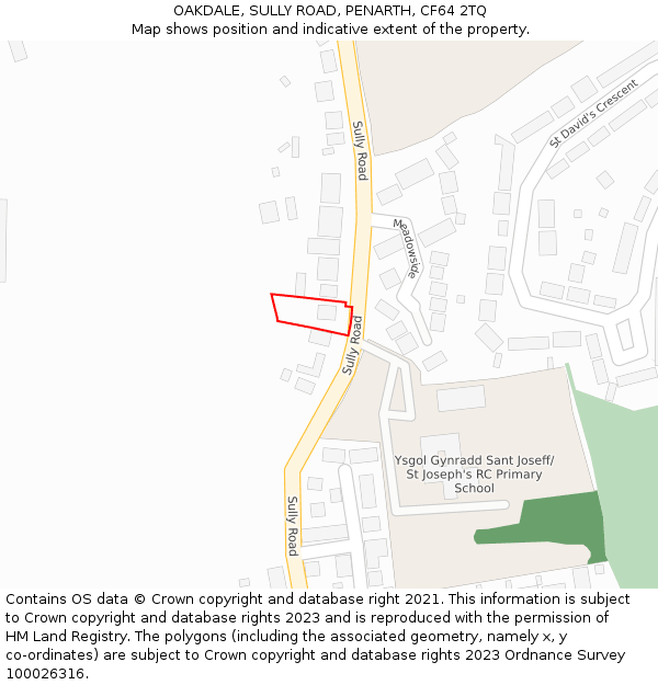 OAKDALE, SULLY ROAD, PENARTH, CF64 2TQ: Location map and indicative extent of plot