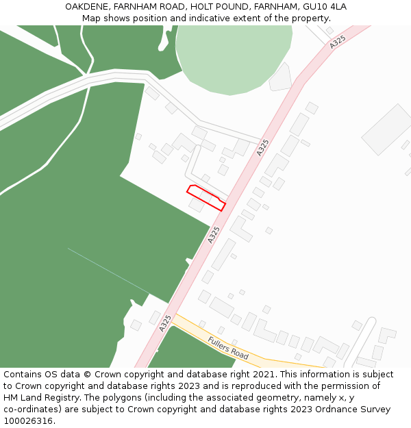 OAKDENE, FARNHAM ROAD, HOLT POUND, FARNHAM, GU10 4LA: Location map and indicative extent of plot