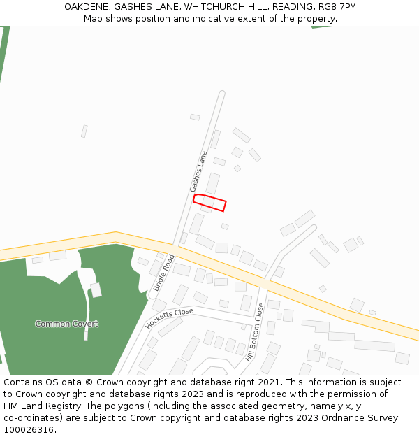OAKDENE, GASHES LANE, WHITCHURCH HILL, READING, RG8 7PY: Location map and indicative extent of plot