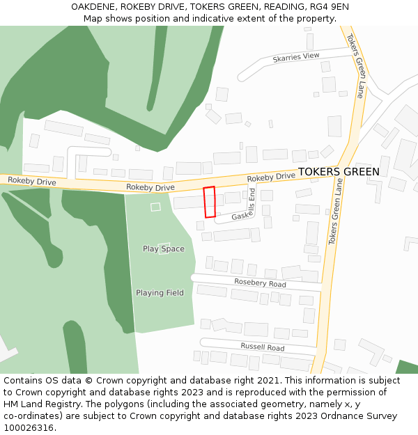 OAKDENE, ROKEBY DRIVE, TOKERS GREEN, READING, RG4 9EN: Location map and indicative extent of plot