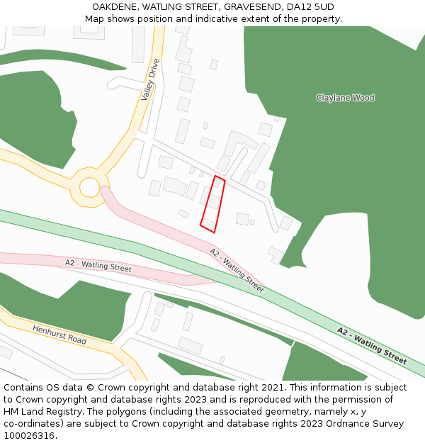 OAKDENE, WATLING STREET, GRAVESEND, DA12 5UD: Location map and indicative extent of plot