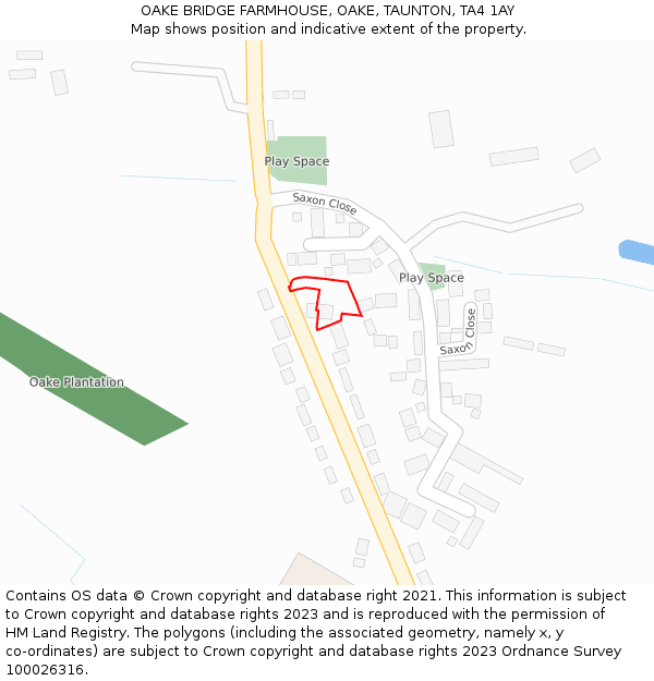 OAKE BRIDGE FARMHOUSE, OAKE, TAUNTON, TA4 1AY: Location map and indicative extent of plot