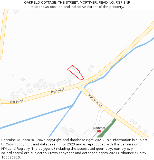 OAKFIELD COTTAGE, THE STREET, MORTIMER, READING, RG7 3NR: Location map and indicative extent of plot