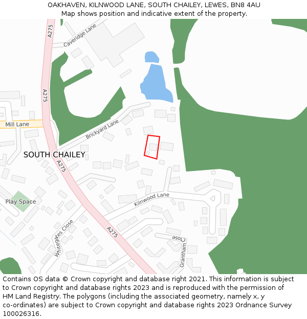OAKHAVEN, KILNWOOD LANE, SOUTH CHAILEY, LEWES, BN8 4AU: Location map and indicative extent of plot