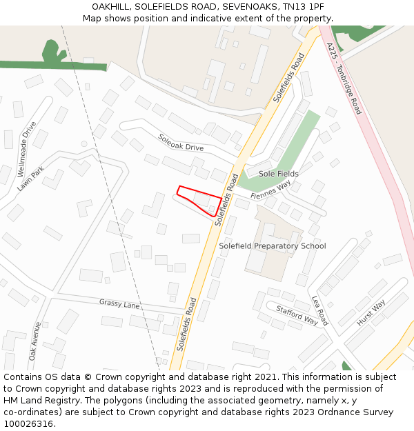 OAKHILL, SOLEFIELDS ROAD, SEVENOAKS, TN13 1PF: Location map and indicative extent of plot