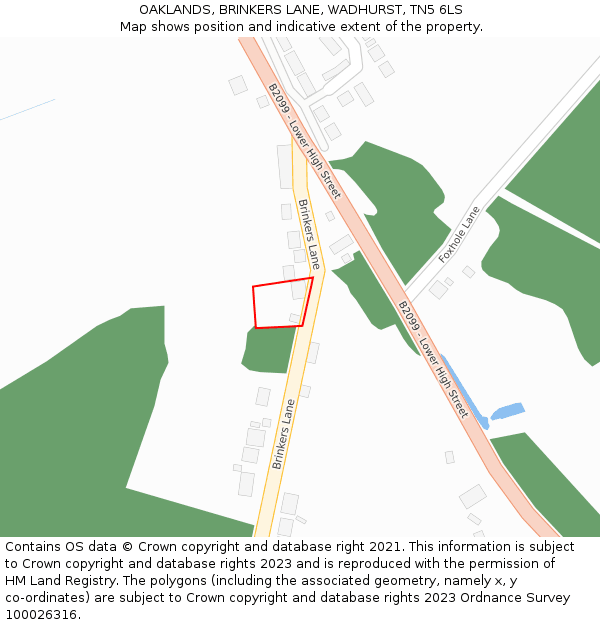 OAKLANDS, BRINKERS LANE, WADHURST, TN5 6LS: Location map and indicative extent of plot