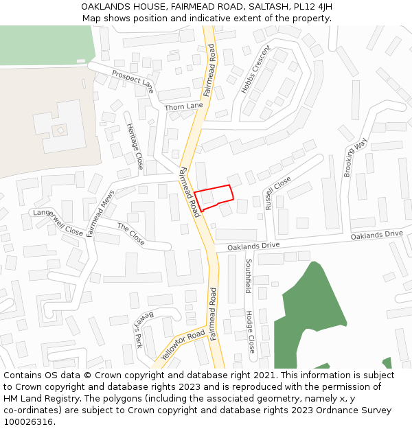 OAKLANDS HOUSE, FAIRMEAD ROAD, SALTASH, PL12 4JH: Location map and indicative extent of plot