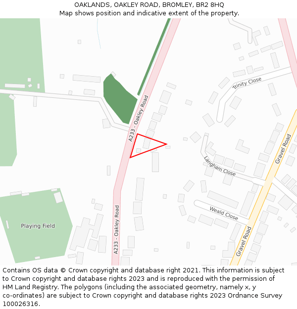 OAKLANDS, OAKLEY ROAD, BROMLEY, BR2 8HQ: Location map and indicative extent of plot