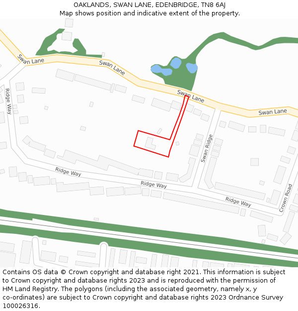 OAKLANDS, SWAN LANE, EDENBRIDGE, TN8 6AJ: Location map and indicative extent of plot