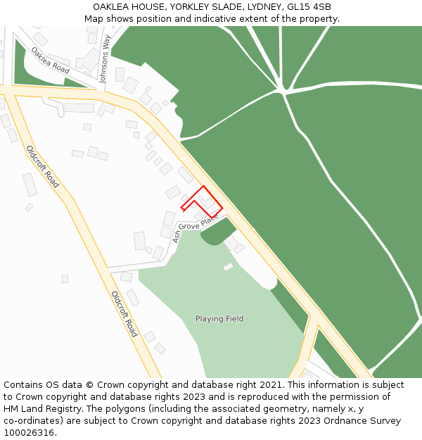 OAKLEA HOUSE, YORKLEY SLADE, LYDNEY, GL15 4SB: Location map and indicative extent of plot