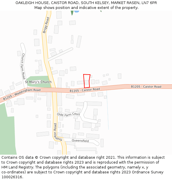 OAKLEIGH HOUSE, CAISTOR ROAD, SOUTH KELSEY, MARKET RASEN, LN7 6PR: Location map and indicative extent of plot