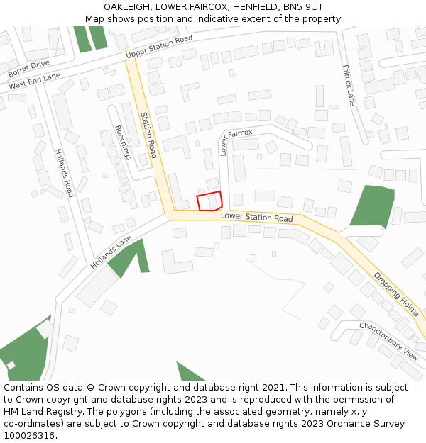OAKLEIGH, LOWER FAIRCOX, HENFIELD, BN5 9UT: Location map and indicative extent of plot