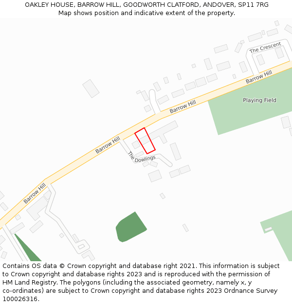 OAKLEY HOUSE, BARROW HILL, GOODWORTH CLATFORD, ANDOVER, SP11 7RG: Location map and indicative extent of plot
