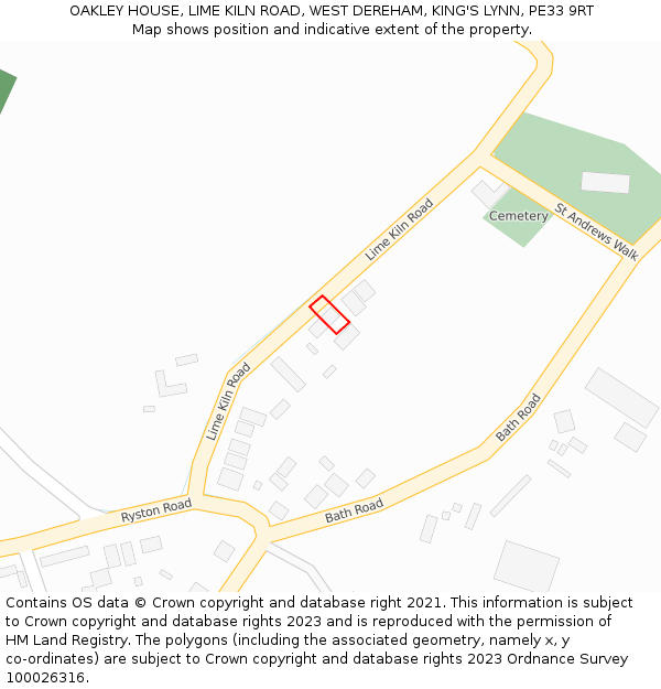 OAKLEY HOUSE, LIME KILN ROAD, WEST DEREHAM, KING'S LYNN, PE33 9RT: Location map and indicative extent of plot