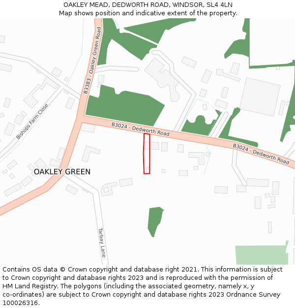 OAKLEY MEAD, DEDWORTH ROAD, WINDSOR, SL4 4LN: Location map and indicative extent of plot