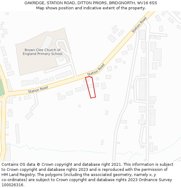 OAKRIDGE, STATION ROAD, DITTON PRIORS, BRIDGNORTH, WV16 6SS: Location map and indicative extent of plot