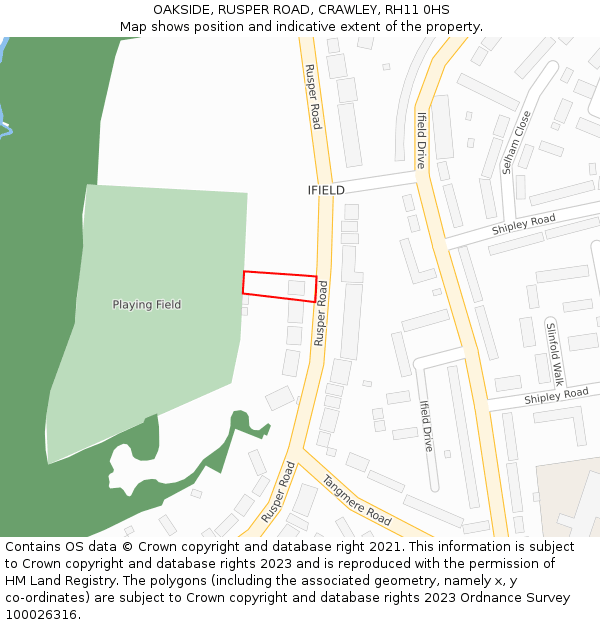 OAKSIDE, RUSPER ROAD, CRAWLEY, RH11 0HS: Location map and indicative extent of plot